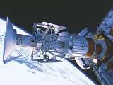 Bild: Venus-Sonde Magellan in der Ladebucht der Atlantis; Credit: NASA